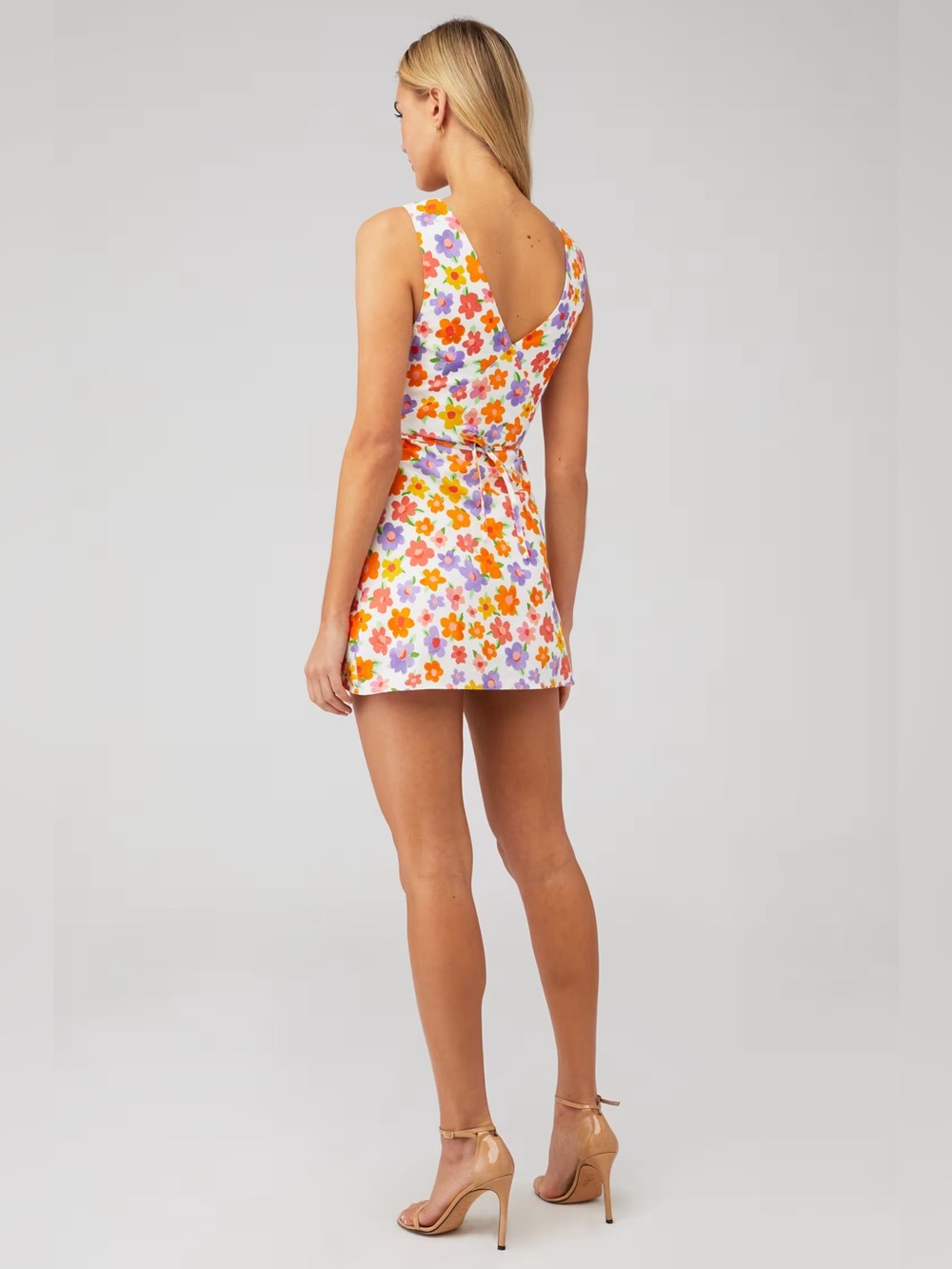 PepperMayo Women's Monday Margs Floral Linen Blend Mini Dress in Blooming Size 2 - Picture 3 of 11